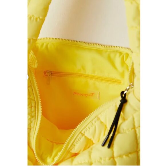 Free People Quilted Carryall SOUR CITRUS YELLOW - Picture 3 of 4